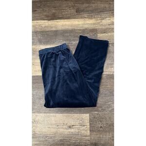 Leo & Nicole Womens Navy Blue Stretch Elastic Waist Velvet Sweatpants Sz PXL NWT